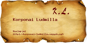 Korponai Ludmilla névjegykártya